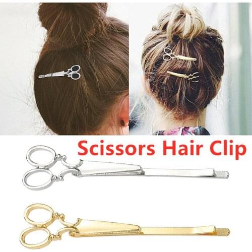 1PC Fashion Scissors Hair Clip Women Chic Golden Silvery Scissors Shape Hair Clip Hair Pin Headwear Hair Accessories