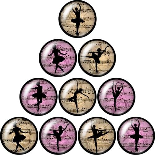 Beauty Dancing girls ballet 10pcs 12mm/16mm/18mm/25mm/30mm Round photo glass cabochon demo flat back Making findings