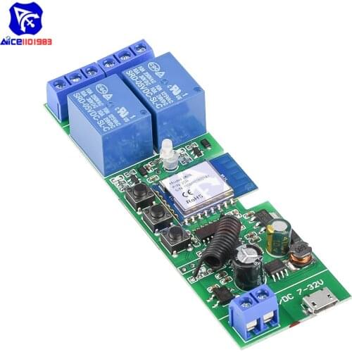 Diymore 2 CH WiFi Wireless Smart Switch Inching Self-Locking Relay Module Remote Control for Smart Home Application AC/DC 7 -32V