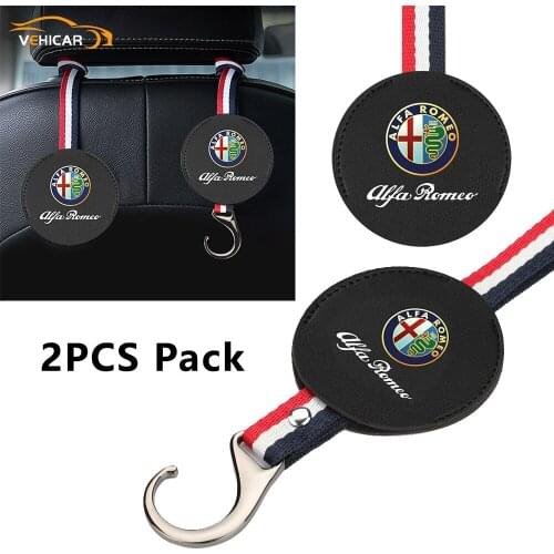 VEHICAR 2Pack Car Seat Headrest Hooks Hanger Storage For ALFAROMEO Auto Purse Groceries Bag Handbag Organizer Clip