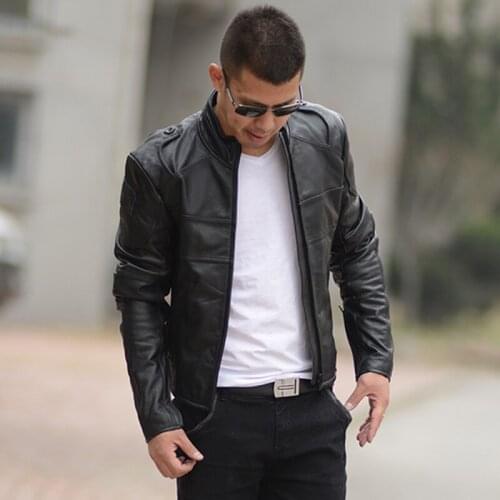 2020 Black Men Genuine Thick Cowhide Short Bikers Leather Jacket Plus Size XXXL Slim Fit Russian Motorcycle Coat FREE SHIPPING