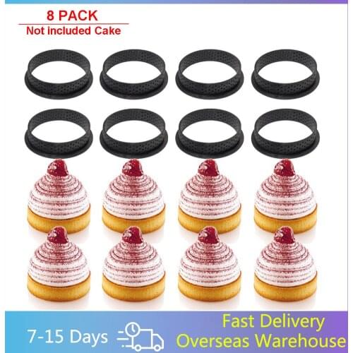 8PCS/Set Multi-shape Cake Mold Non Stick Bakeware Perforated Cutter Mousse Circle Ring Dessert DIY Tart Decorating Kitchen Tools
