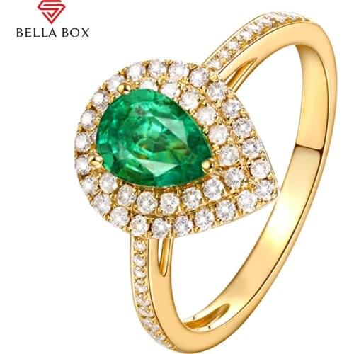 BELLA BOX Luxury 925 Sterling Silver Ring With Water Drop Shape Gemstones Female Charm Rings Women Wedding Engagement Jewelry
