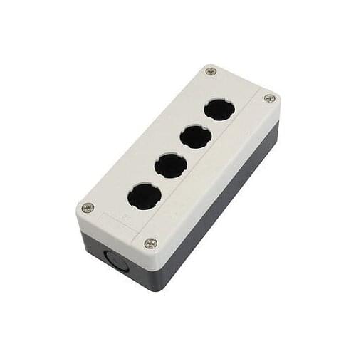 White Black Plastic 22mm Hole 4 Push Button Switch Control Station Box