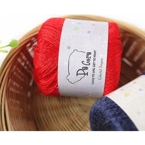 Sequined silk and linen four seasons sequined linen yarn crocheted fine yarn