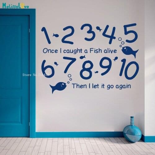 Digital Learning Wall Sticker Once I Caught A Fish Alive Then I Let It Go Again Home Kids Baby Room Decals YT5869