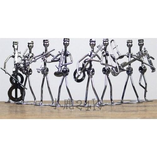 Home Decoration Musical Instrument Figurine Ornament Iron Music Man Figurines Christmas Gift Set of 8pcs Mini Band Sculpture
