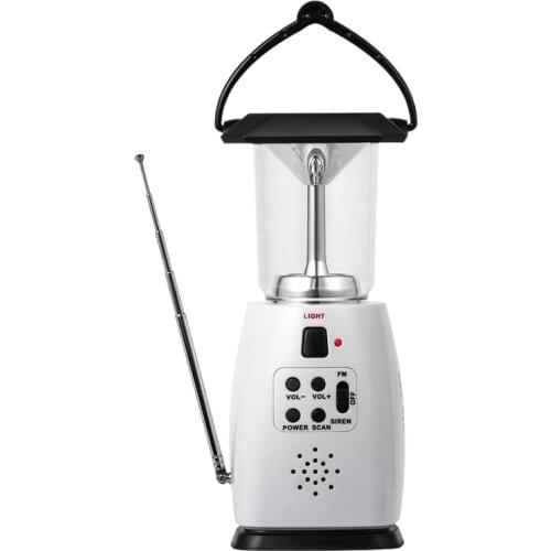 Solar Dynamo Multi-Functional 4-Way Powered Emergency Hand Crank FM Radio LED Camping Lantern Flashlight Phones Charger
