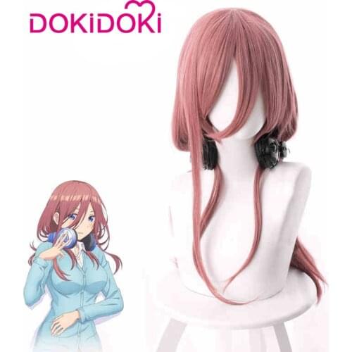DokiDoki Anime Cosplay Wig The Quintessential Quintuplets Nakano Miku Hair Women Burgundy HairAnime Cosplay Wig