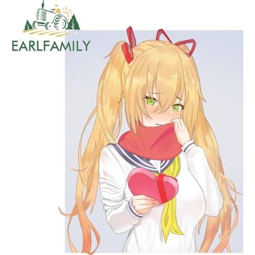 EARLFAMILY 13cm x 9.2cm for Cartoon Girl Gives You Love Decal JDM Accessories Fashion Occlusion Scratch Car Stickers Decoration