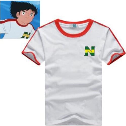 Captain Tsubasa T-shirts Ozora Tsubasa Cotton Tops Kojiro Hyuga Short Sleeve T Shirts Cosplay Costumes Adult Kids Summer Tees