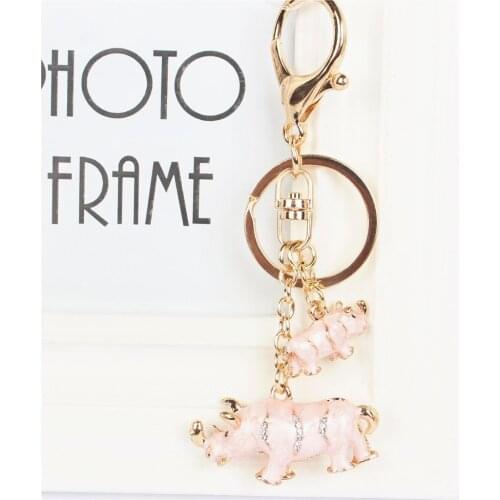 Garmin Rhino Cow Keychain Rhinestone Crystal Pendant Charm for Handbag Purse Bag Carkey Gift