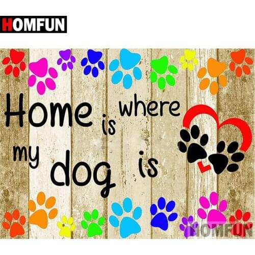 HOMFUN Full Square/Round Drill 5D DIY Diamond Painting "Dog Home" Embroidery Cross Stitch 5D Home Decor Gift A07616