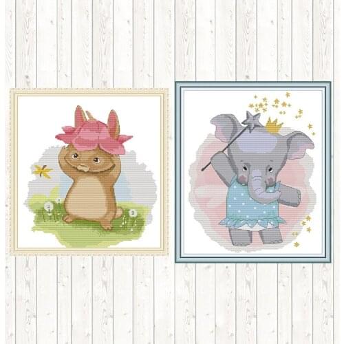 Cute Little Elephant Cross Stitch Package DIY Crafts Needlework Embroidery Patterns 14ct 11ct Count Print Canvas Embroidery Kits