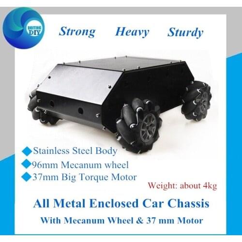 96mm Mecanum Wheel Stainless Steel RC Car Chassis Smart JHeavy Load Intelligent Car 37GB-520 Motors For Arduino Toy Desigh DIY