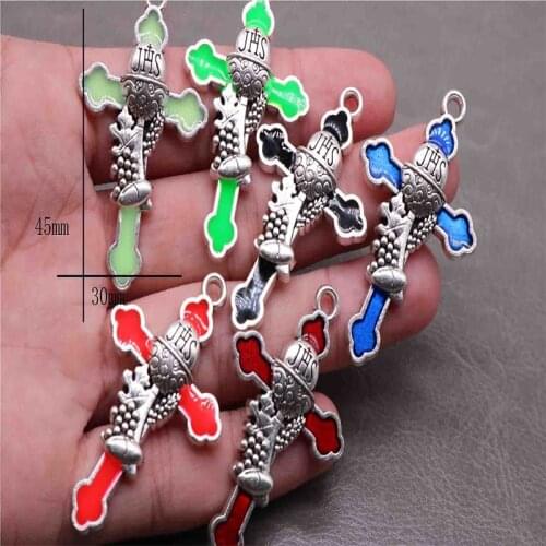 Jesus Holy Grail Cross Medal, Religious Jesus Christ Holy Grail Medal Cross Necklace Medal, Color Cross Holy Grail Medal 50 pcs