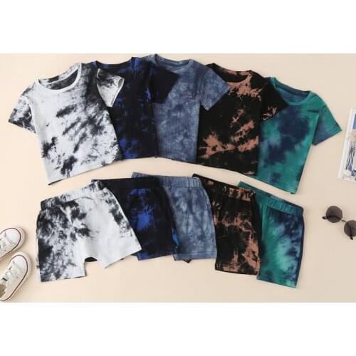Summer Child Set 2021 New Fashion Boy Tie-Dye Short-Sleeved T-Shirt And Casual Shorts 2 Pcs Outfits1-5 Years Baby Girl Clothes
