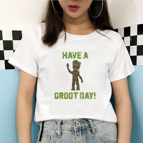 Vintage Hot Sale I Am Groot T-shirt Have A Groot Day Kawaii Cartoon Women Tee Lady O-neck Streetwear Harajuku Female Clothes