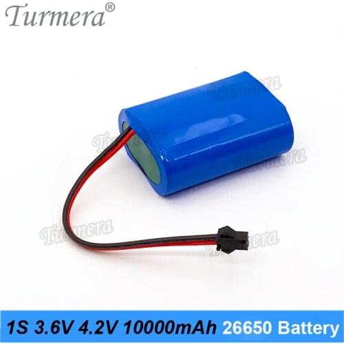 Turmera 3.6V 4.2V 10000mAh 26650 20A Lithium Battery with BMS for Headlamp Lantern Flashlight Batteries or Bluetooth Speaker Use