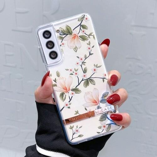 LOVECOM Vintage Retro Flowers Phone Case For Samsung Galaxy S21 Plus S20 FE A52 A72 5G A71 A51 A12 Clear Bumper Soft Cover Capa