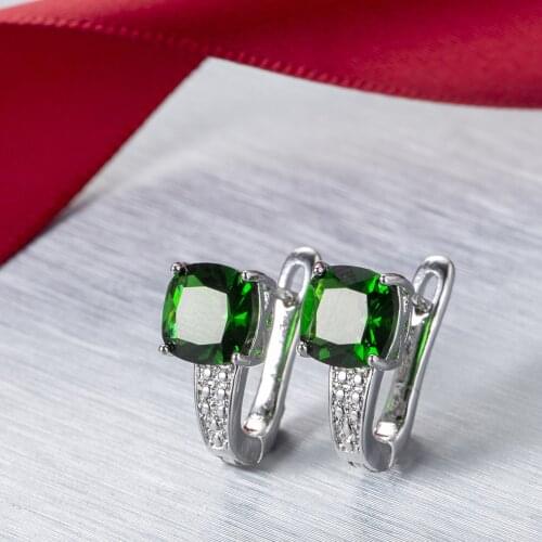 Fashion Female Pendientes Earrings Silver color Green Dazzling CZ Zircon Heart Arrow Stud Earrings for Women Oorbellen