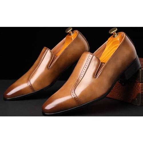 New Trend Glossy Pointed Patchwork Wedding Oxford Leather Shoes Men Casual Loafers Business Formal Dress Footwear Zapatos Hombre