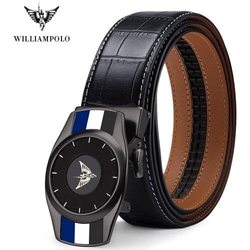 Williampolo Fashion Mens Belt Automatic Buckle Casual Luxury Brand High Quality Genuine Leather Belt 19932-33P