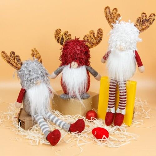 2021New Christmas Rudolf Decoration Christmas Antlers Long-Legged Beard Dwarf Faceless Doll Old Man Doll Ornaments Navidad