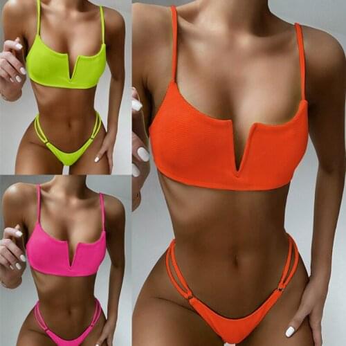 High Waist Orange Bikini Push Up Swimwear Monokini Swimming Suit 2 Piece Swimsuit for Women Sexy Bathing Suits Biquinis Feminino