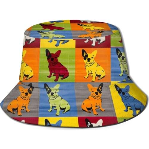 French Bulldog Print Bucket Hat Unisex Bob Caps Hip Hop Gorros Men Women Summer Panama Cap Beach Sun Fishing Boonie Hat