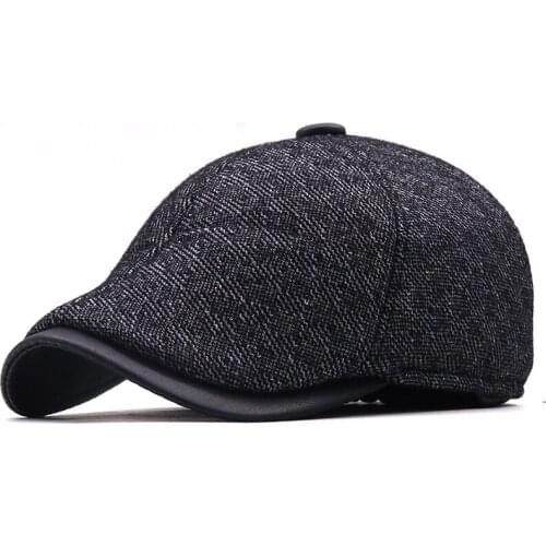 Casual warm Mens Hats Retro winter Earflaps Berets Hat For Women Cotton Visors Herringbone Flat Caps Artist Peaked Newsboy Cap