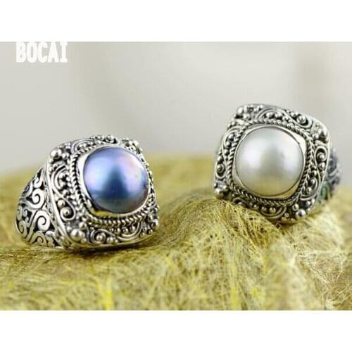 S925 silver ring womens pearl mabeizhu generous fashion jewelry