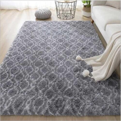 Modern Carpet Living Room Geometric Print Childrens Room Rugs Warm Bedroom Decor Foot Mats Living Silky Fluffy Carpet
