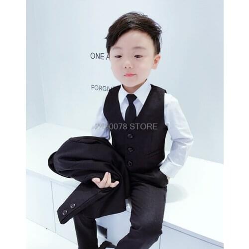 Flower Boys Wedding Suit Gentleman Kids Formal Tuxedo Dress Blazer Jacket Children Performance Party Dress Graduation Costume