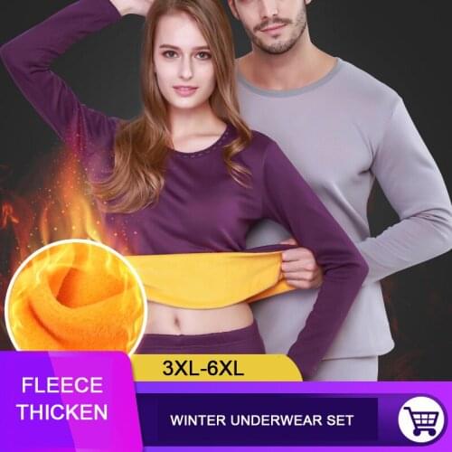 Winter Oversized Thermal Underwear Suit Men Women 6XL Gold Fleece Thicken Warm Lovers Underwear Set Elastic Long Johns KH450