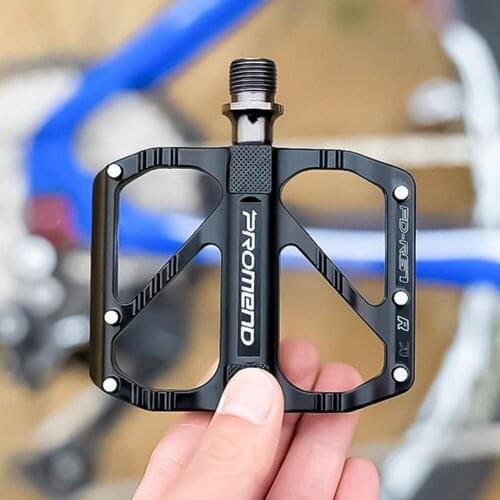 Promend R27 Bicycle Pedals Universal Size Replacement Aluminum Steel Flat Anti-Slip MTB Road Bike 1 Pair Black Alloy