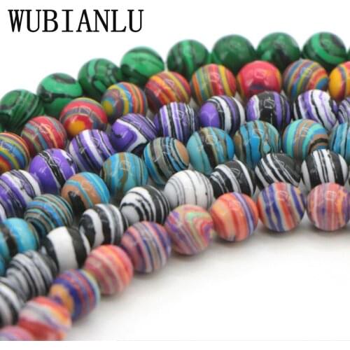 WUBIANLU 6 colors 6 8 10 12 14mm Stripe Rainbow Turkey Stone Round Loose Beads For Jewelry Making DIY Bracelet Necklac 2 pcs/lot