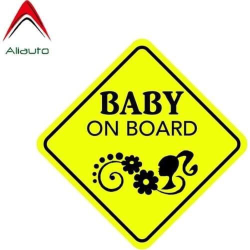 Aliauto Funny Caution Car Sticker Baby on Board Accessories PVC Waterproof Sunscreen Cover Scratch Decal,14cm*14cm