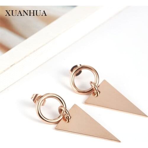 XUANHUA Stainless Steel Jewelry Rose Gold Earrings For Women Fashion Jewelry Accessories Mass Effect Free Shipping