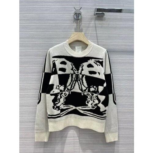 Runway Fashion Women Sweater 2021 High Quality Winter Long Sleeve Print Knitted Cashmere Pullover Sweater