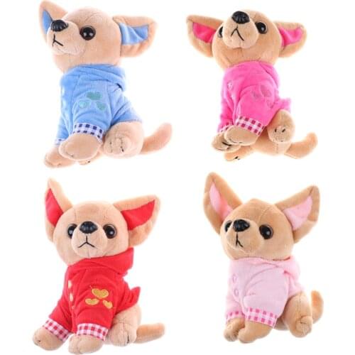 17cm 1PCS New Cute Chihuahua Dog Plush Toy Stuffed Children Birthday Christmas Present Kids Toys 4 Colors