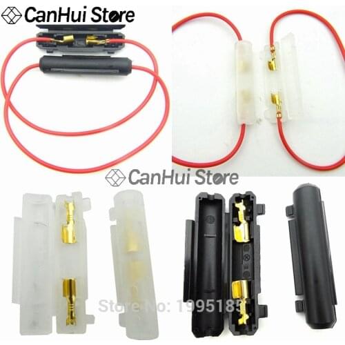 5pcs 6*30 mm Glass Fuse Holder 6x30mm Fuse Socket Flip shell Black/White Flip Type Fuse Socket Peanut Hull with 20AWG Wire Cable