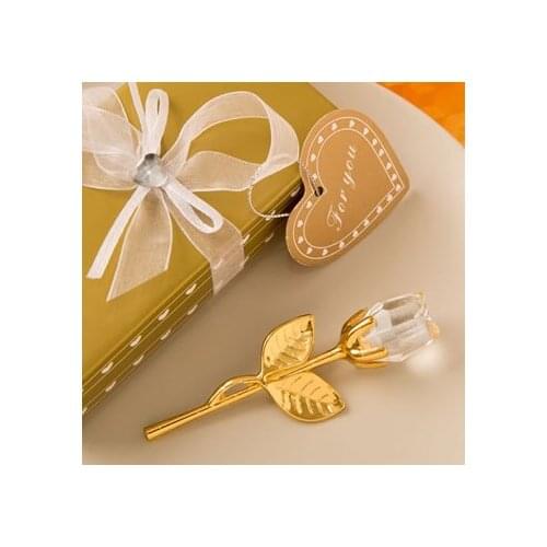 Ywbeyond 50pcs/lot K9 crystal glass rose flower craft in gift box wedding bridal showers birthday party door return gifts