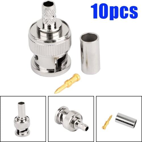 Artudatech 10Pcs BNC Male Plug Crimp RG58 RG142 RG400 LMR195 RG223 Cable Coaxial Connector Jack Parts