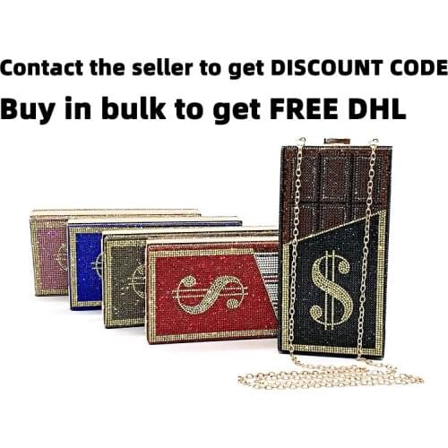 FREE SHIPPING USA No gift box women evening party funny shoulder bag rich $ chocolate full crystal cross body bag