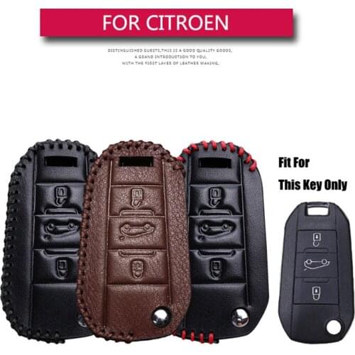 Best Sale Leather Flip Car Key Case Cover For Citroen C3 C4 C5 Berlingo C-Elysee Jumpy Picasso Key Holder Key Parts Skin Shell