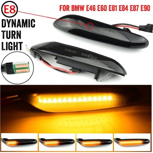 Dynamic Flowing Sequential LED Side Marker light lamp Clear for BMW E46 E60 E61 E81 E82 E83 E84 E87 E90 E91 E92 E93
