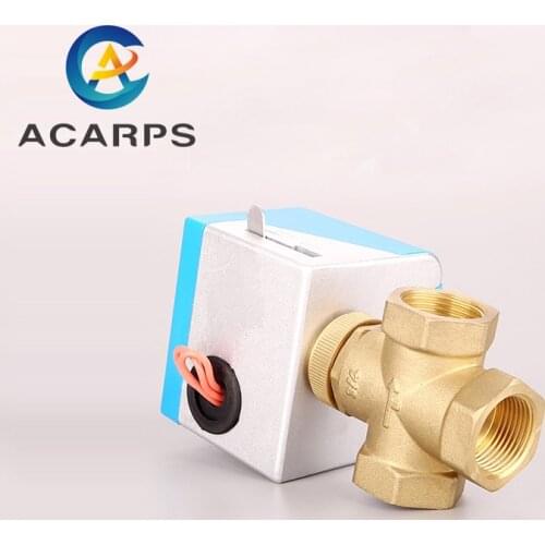 DN20 DN25 Motorized Electric Brass Globe Valves 2 Wire AC 220V 3 Way Stop Shut-off Valve