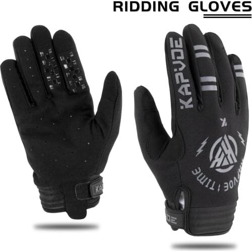 KAPVOE Breathable Glove Touch screen Bike Bicycle Full Finger Anti-slip Cycling Gloves for Men Women MTB Summer Mittens