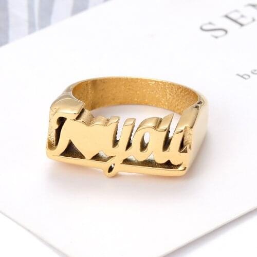 Custom Name Ring I Love You Stainless Steel Jewelry Personalized Proposal Ring Engagement Wedding Charm Gift For Women Rings